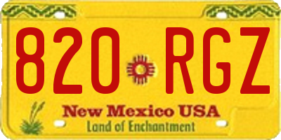 NM license plate 820RGZ