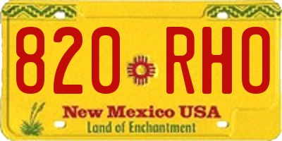 NM license plate 820RHO