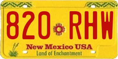 NM license plate 820RHW