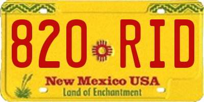 NM license plate 820RID