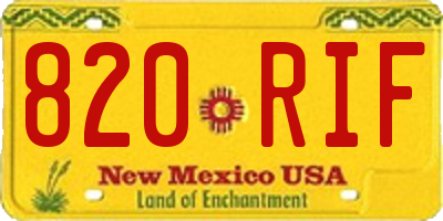 NM license plate 820RIF