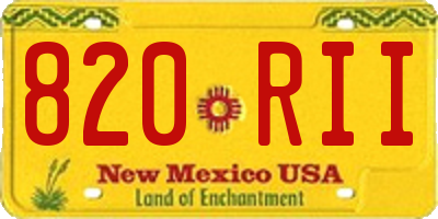 NM license plate 820RII