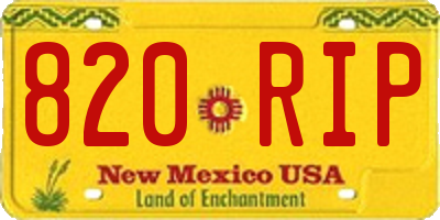 NM license plate 820RIP