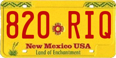 NM license plate 820RIQ