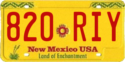 NM license plate 820RIY