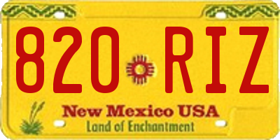 NM license plate 820RIZ