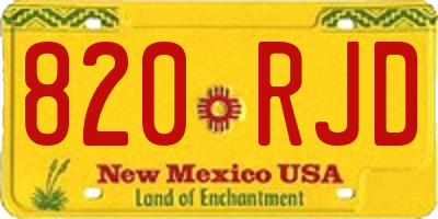 NM license plate 820RJD