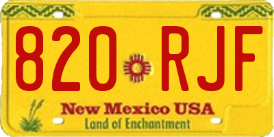 NM license plate 820RJF