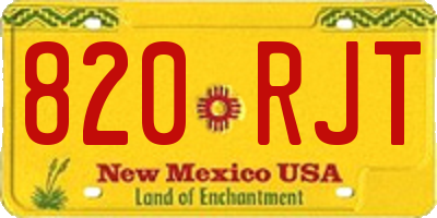 NM license plate 820RJT