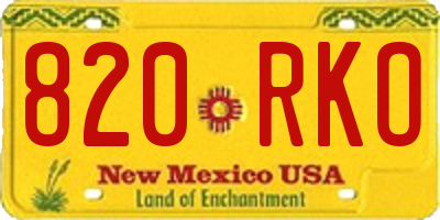NM license plate 820RKO