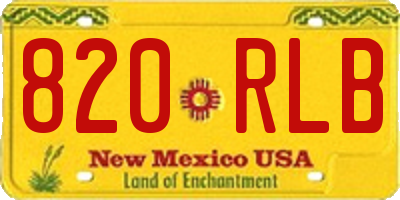 NM license plate 820RLB