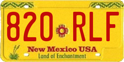 NM license plate 820RLF