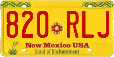 NM license plate 820RLJ