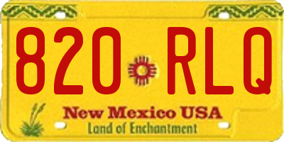 NM license plate 820RLQ