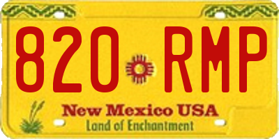 NM license plate 820RMP