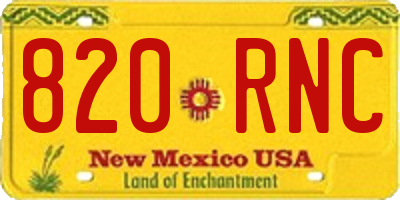 NM license plate 820RNC