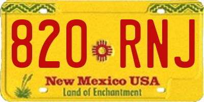 NM license plate 820RNJ