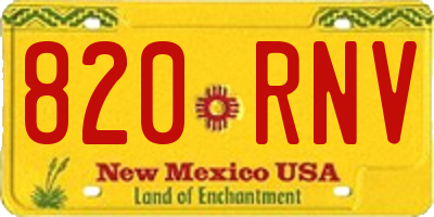 NM license plate 820RNV