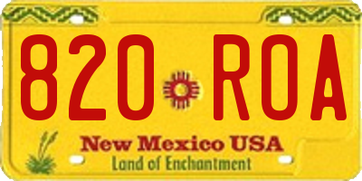 NM license plate 820ROA