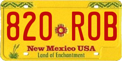 NM license plate 820ROB