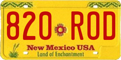 NM license plate 820ROD