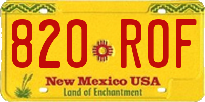 NM license plate 820ROF