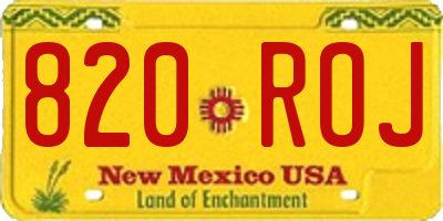 NM license plate 820ROJ