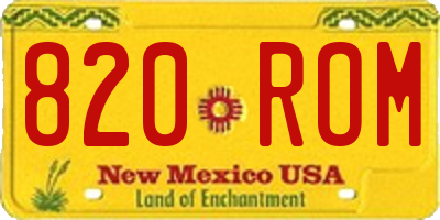 NM license plate 820ROM