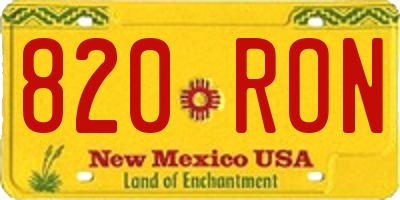 NM license plate 820RON