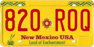 NM license plate 820ROQ