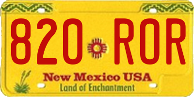 NM license plate 820ROR