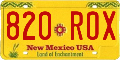 NM license plate 820ROX
