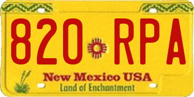 NM license plate 820RPA