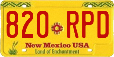 NM license plate 820RPD