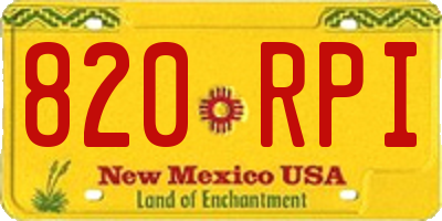 NM license plate 820RPI
