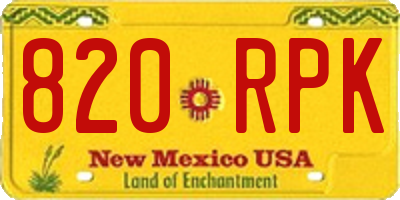 NM license plate 820RPK