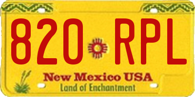 NM license plate 820RPL
