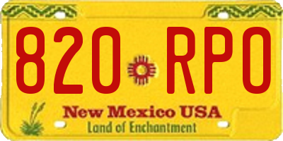 NM license plate 820RPO