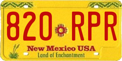 NM license plate 820RPR