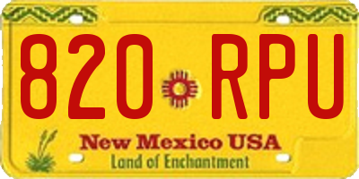 NM license plate 820RPU