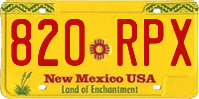 NM license plate 820RPX