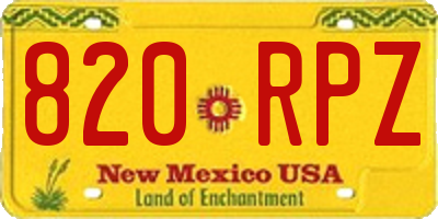 NM license plate 820RPZ