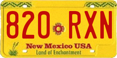 NM license plate 820RXN