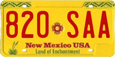 NM license plate 820SAA