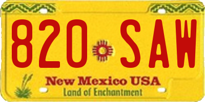 NM license plate 820SAW