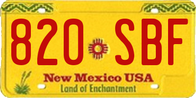 NM license plate 820SBF