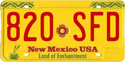 NM license plate 820SFD