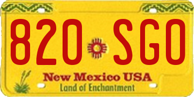 NM license plate 820SGO