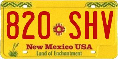 NM license plate 820SHV