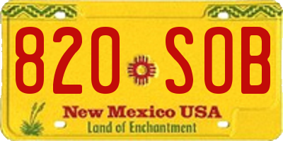 NM license plate 820SOB